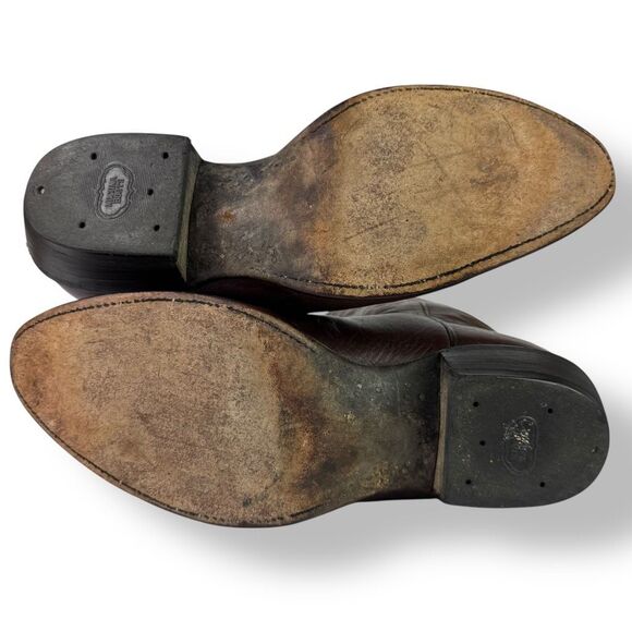 Nocona Vintage Western Cowboy Boots Brown Red Leather Mens 11 EE - Extra Wide - Picture 11 of 11